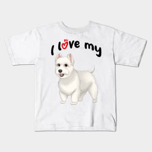 I Love My West Highland White Terrier Dog Kids T-Shirt